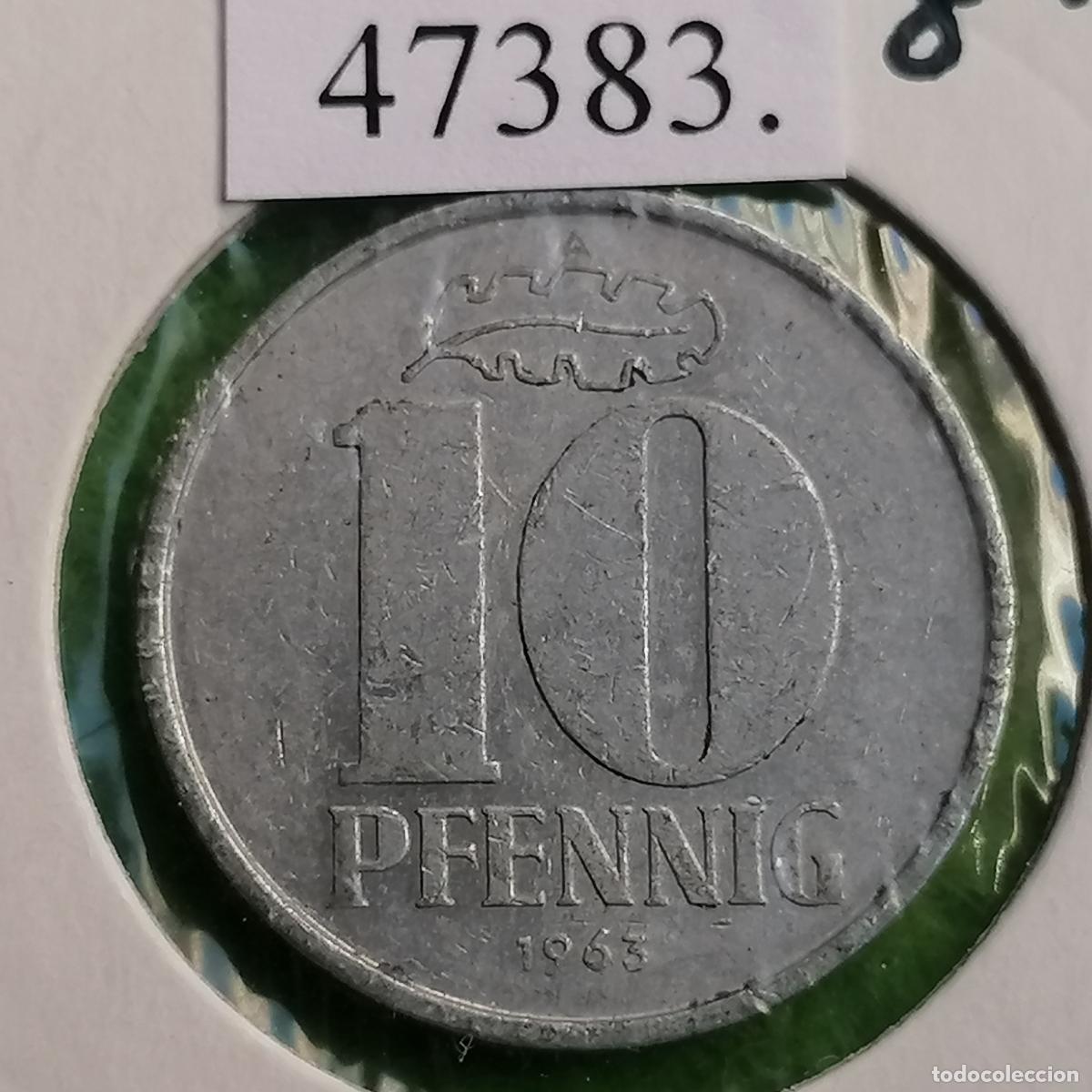 Monedas antiguas de Europa: Alemania Comunista, 10 pfennig 1963 A , DDR, RDA