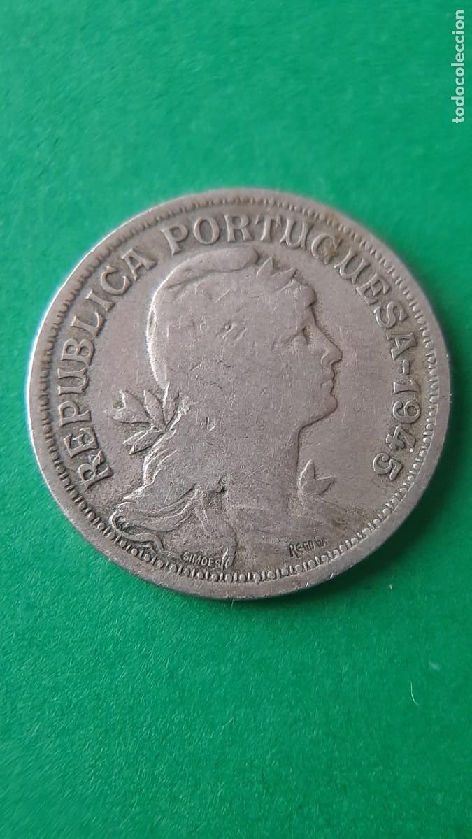 Monedas antiguas de Europa: (PORTUGAL)(1945)(NIQUEL-LAT&Oacute;N) 50 CENTAVOS