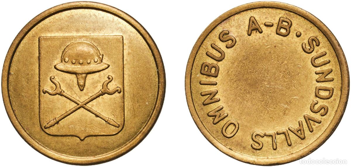 Monedas antiguas de Europa: Sweden Kingdom ND (1930-1968) Token Bus - SUNDSVALLS OMNIBUS A-B Brass 2.31g AU