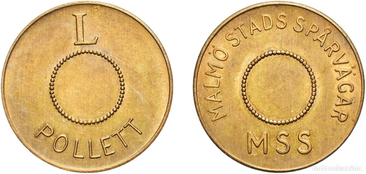 Monedas antiguas de Europa: Sweden Kingdom ND Transport Token - MALM&Ouml; STADS SP&Aring;RV&Auml;GAR (L) Brass 3.44g UNC