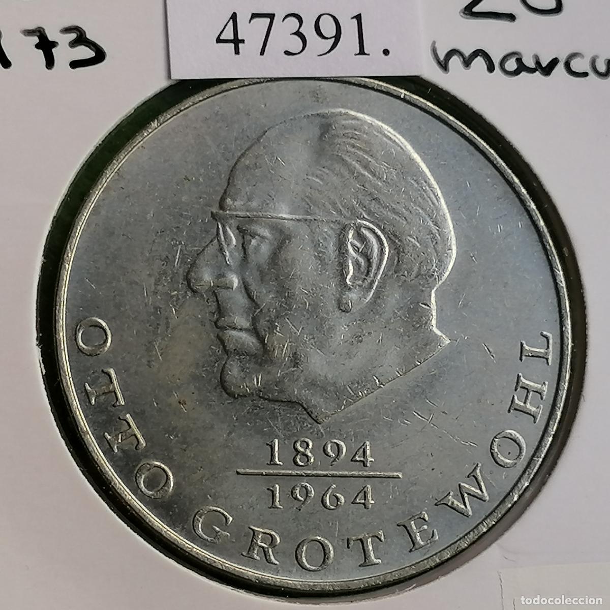 Monedas antiguas de Europa: ALEMANIA COMUNISTA, 20 Marcos, Otto Grotewohl, 1973 A , DDR, RDA