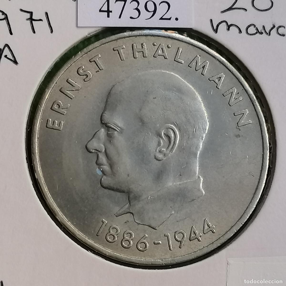 Monedas antiguas de Europa: ALEMANIA COMUNISTA 20 MARCOS 1971 A, Ernst Th&auml;lmann, RDA , DDR