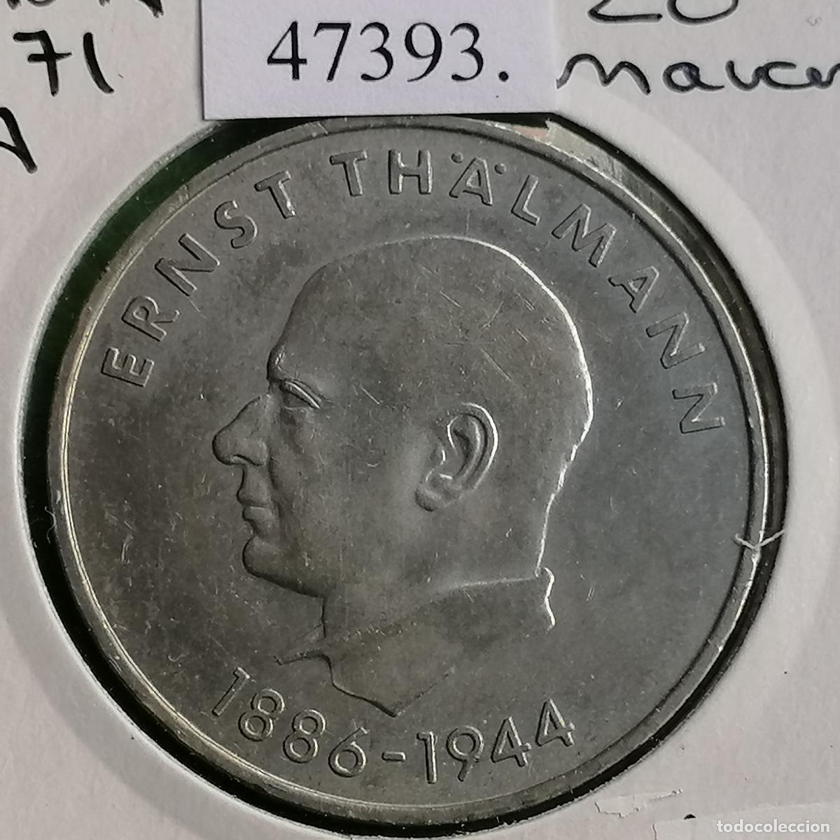 Monedas antiguas de Europa: ALEMANIA COMUNISTA 20 MARCOS 1971 A, Ernst Th&auml;lmann, RDA , DDR