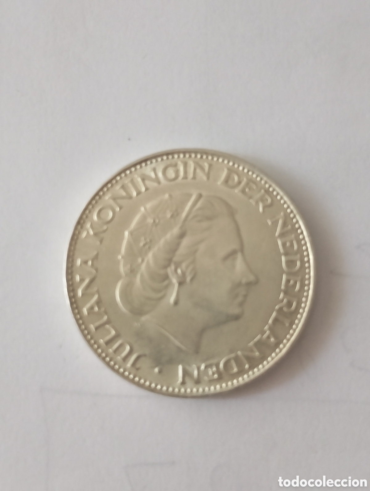 Monedas antiguas de Europa: 1 moneda de 2 1/2 golden de plata de la reina Juliana de Holanda de1962