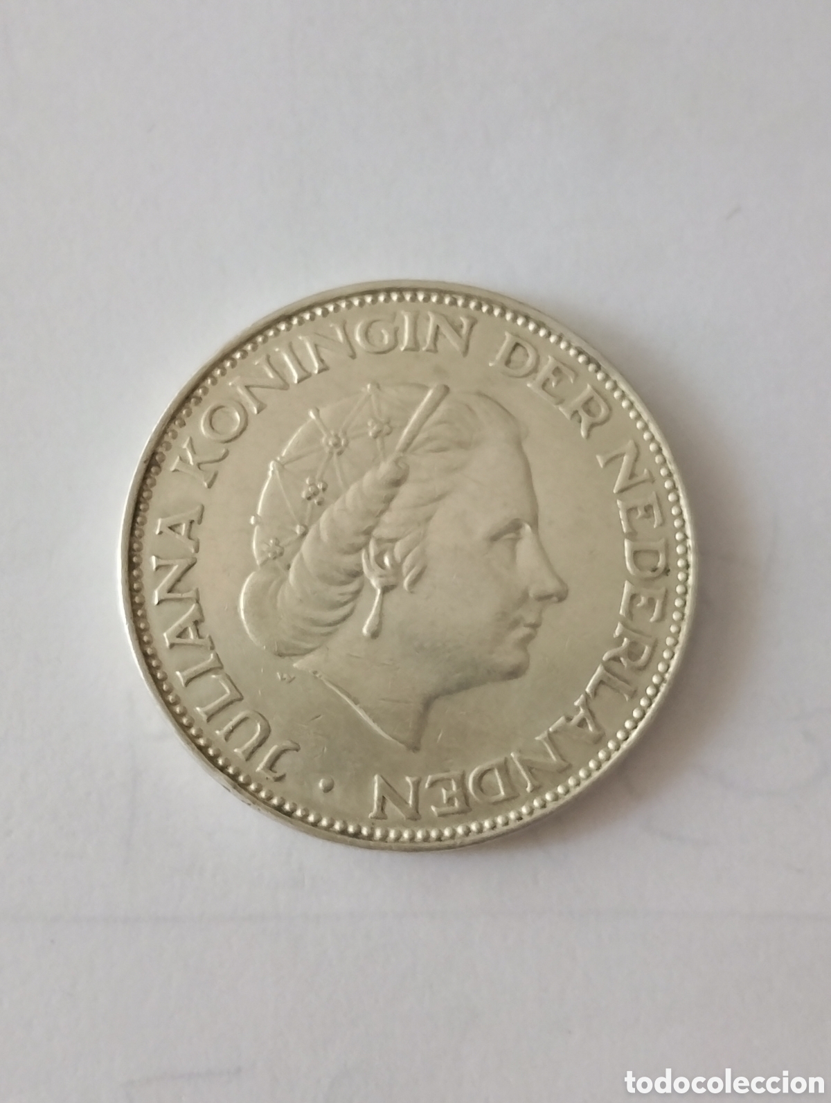Monedas antiguas de Europa: 1 moneda de plata de 2 1/2 golden de Holanda reina Juliana de 1966