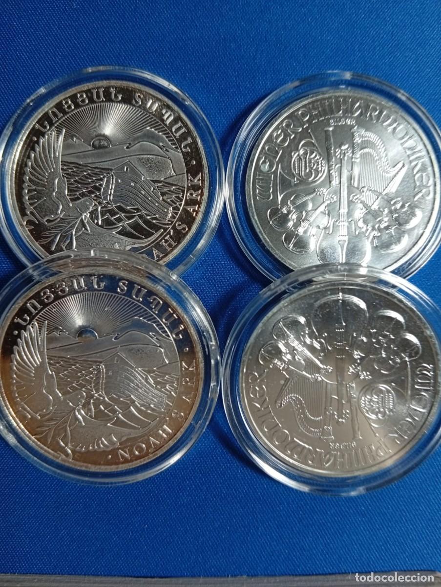 Monedas antiguas de Europa: 4 Onzas de plata 999 ( 2 Filarm&oacute;nicas, 2 Arcas de No&eacute; )