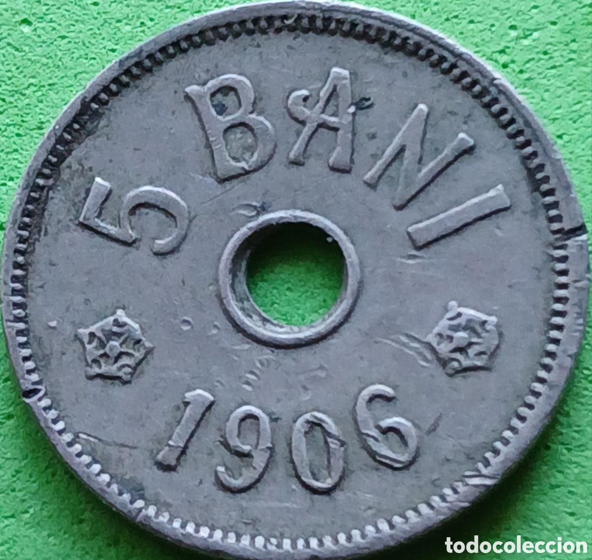 Monedas antiguas de Europa: Ruman&iacute;a 5 bani 1906 km#31 ceca &rdquo;J&rdquo; - Hamburgo, Alemania.