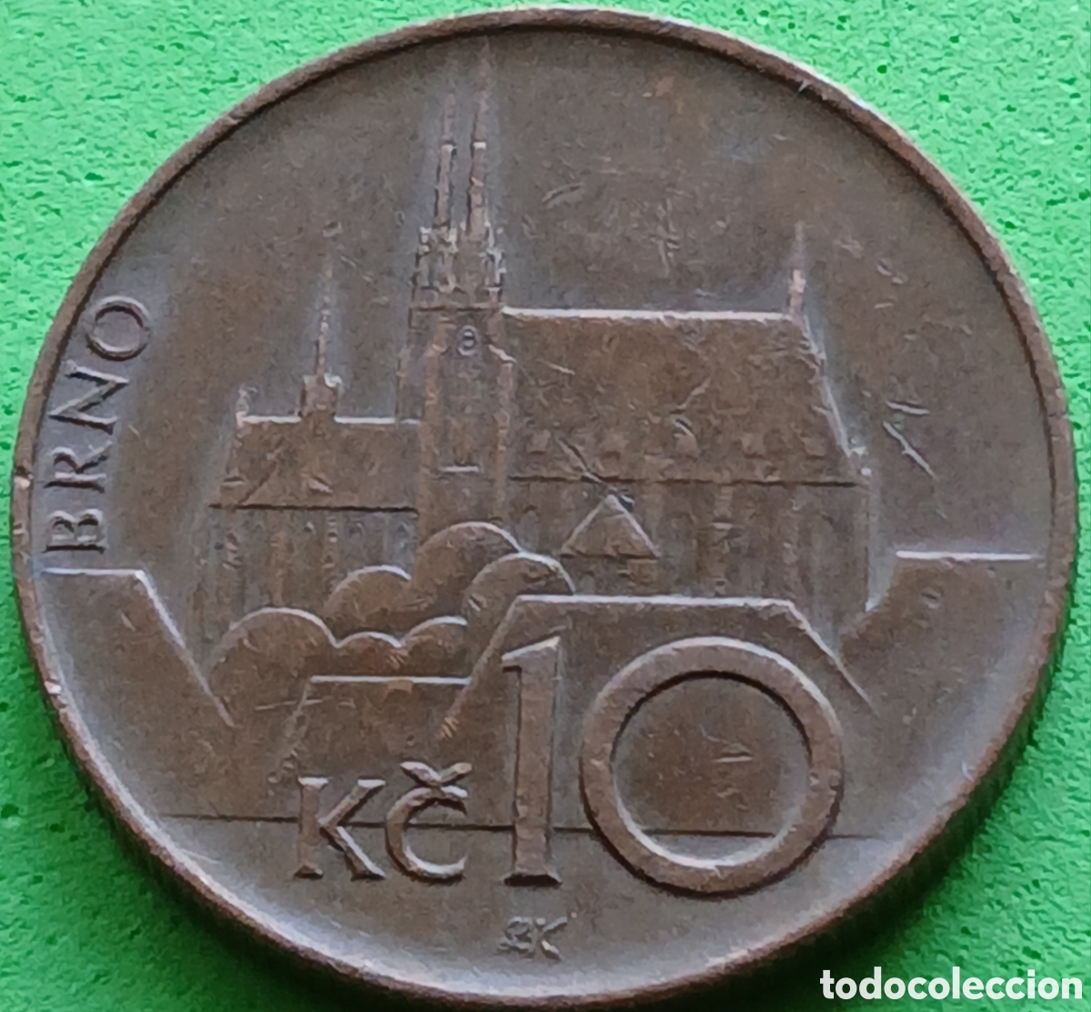 Monedas antiguas de Europa: Rep&uacute;blica Checa 10 coronas 1995 km#4 s&iacute;mbolos &rdquo;LK&rdquo; bajo el valor facial