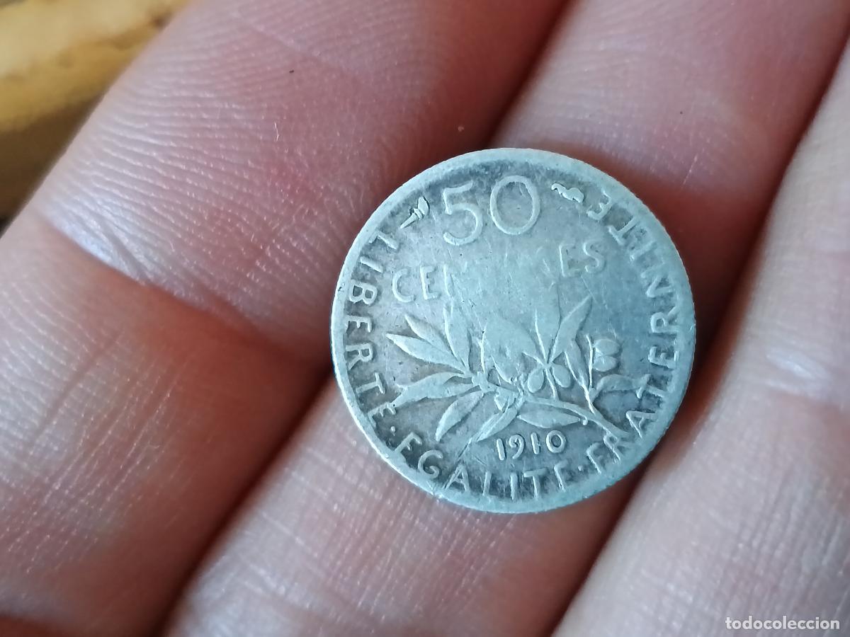 Monedas antiguas de Europa: Francia. 50 centimes de plata de 1910