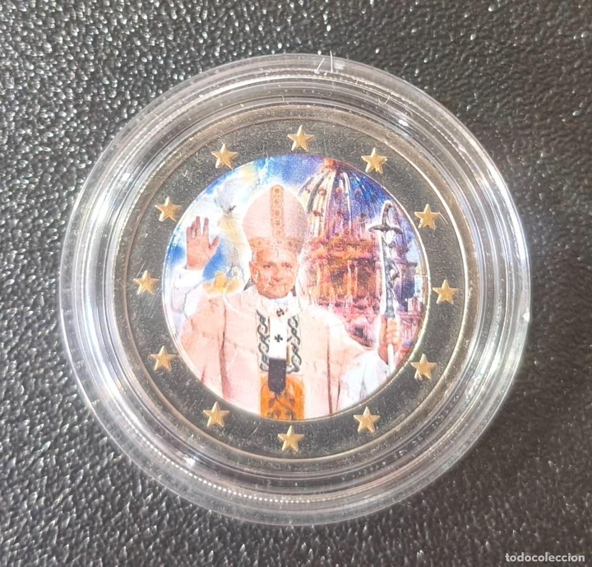 Monedas antiguas de Europa: Francia 2 Euro Color Papa Juan Pablo II (SC)