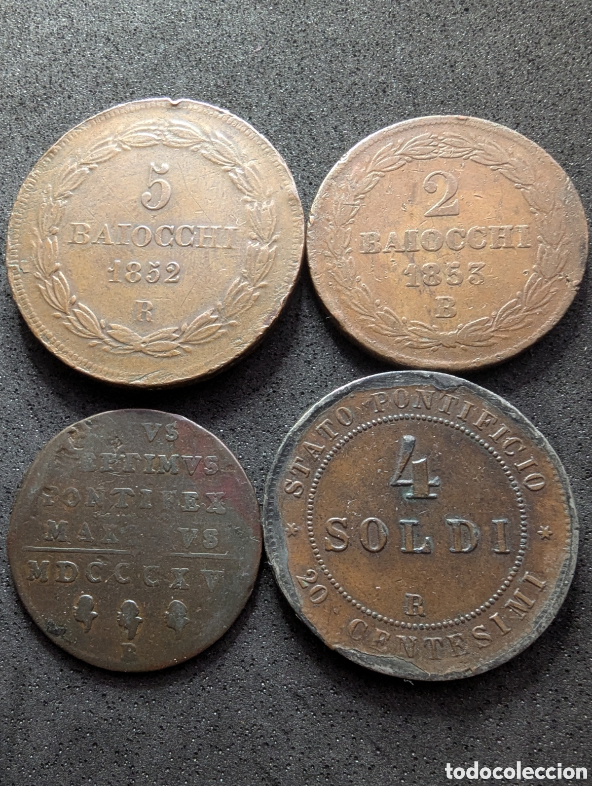 Monedas antiguas de Europa: Estados pontificios 4 monedas Siglo XIX