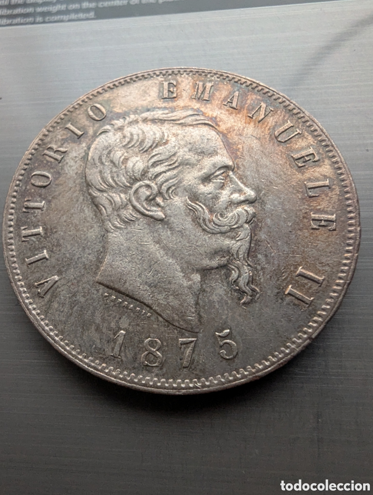 Monedas antiguas de Europa: Italia 5 liras 1875 plata