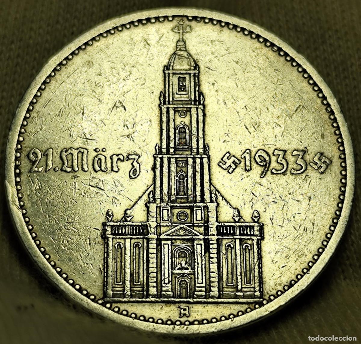 Monedas antiguas de Europa: Alemania Tercer Reich, 5 reichsmark 1934- A , Potsdam, iglesia Potsdam Lote 2297 PLATA