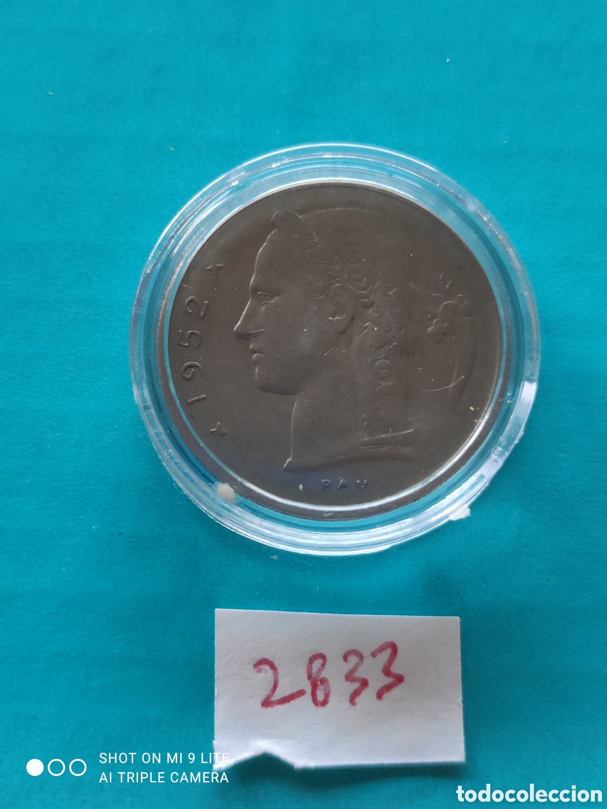 Monedas antiguas de Europa: 1 franco belga a&ntilde;o 1952, BELGIQUE