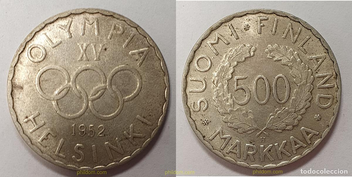 Moedas antigas da Europa: 516 FINLANDIA 1952 FINLANDIA OLIMPIADA 500 Markkaa 1952