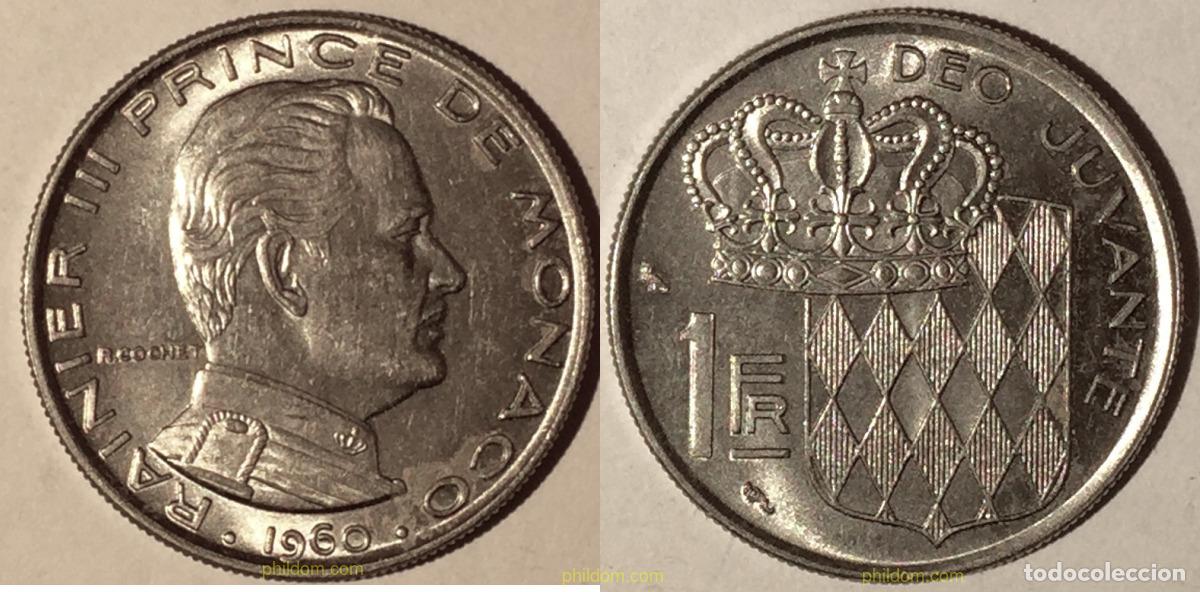 Moedas antigas da Europa: 1751 MONACO 1960 PRINCIPE RAINIER III 1 FRANC 1960