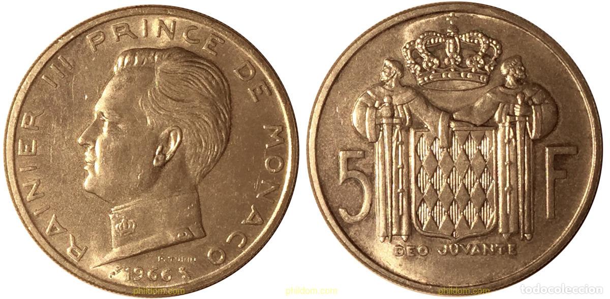 Moedas antigas da Europa: 1750 MONACO 1960 MONACO 1960 PRINCIPE RAINIER III 5 FRANCS SILVER