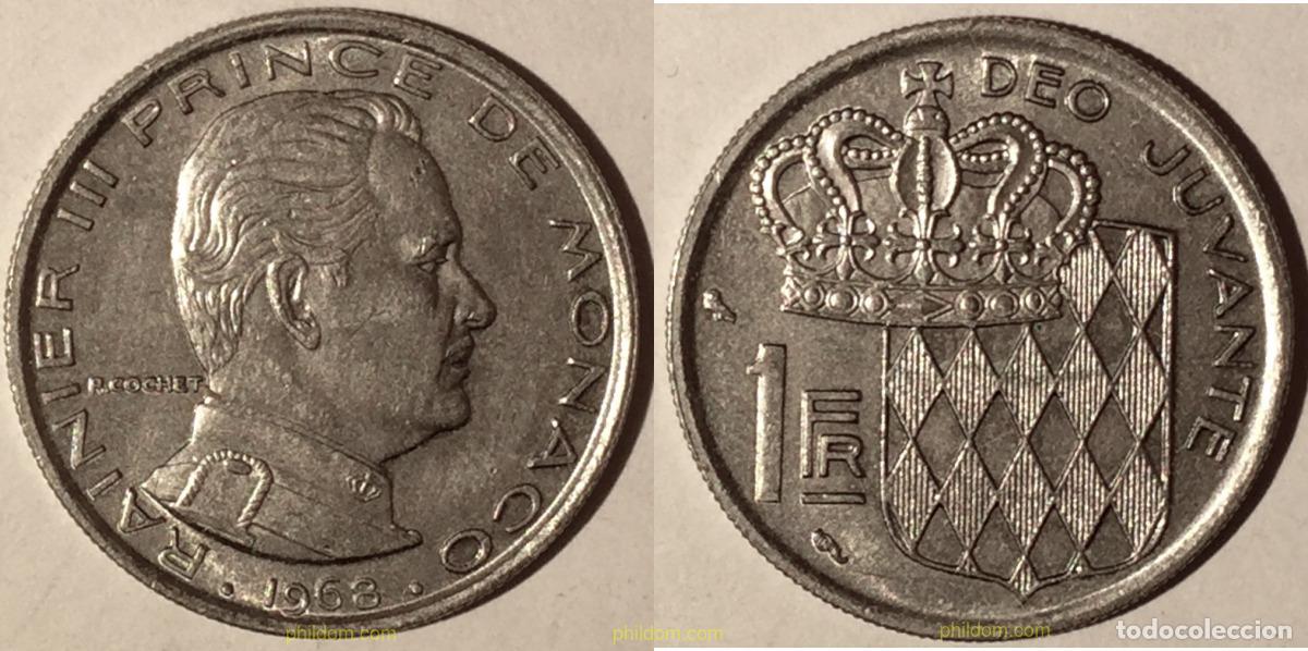 Moedas antigas da Europa: 1752 MONACO 1968 PRINCIPE RAINIER III 1 FRANC 1958