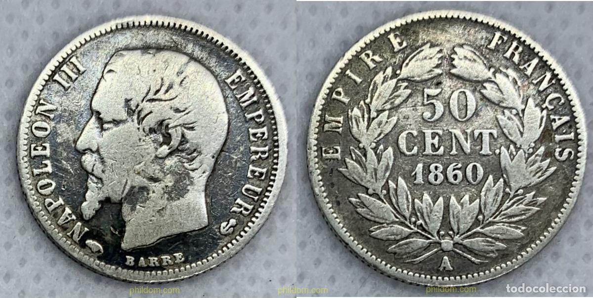 Monedas antiguas de Europa: 2482 FRANCIA 1860 NAPOLEON III 50 CENT 1860 A
