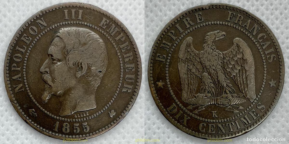 Monedas antiguas de Europa: 2519 FRANCIA 1855 NAPOLEON III 10 CENTIMES 1855