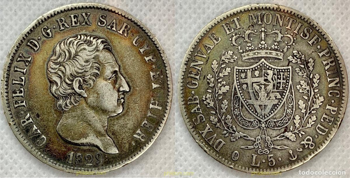 Monedas antiguas de Europa: 2541 ITALIA 1829 REINO DE CERDE&Ntilde;A SARDINIA 5 LIRE CHARLES-F&Eacute;LIX 1829 G&Ecirc;NES