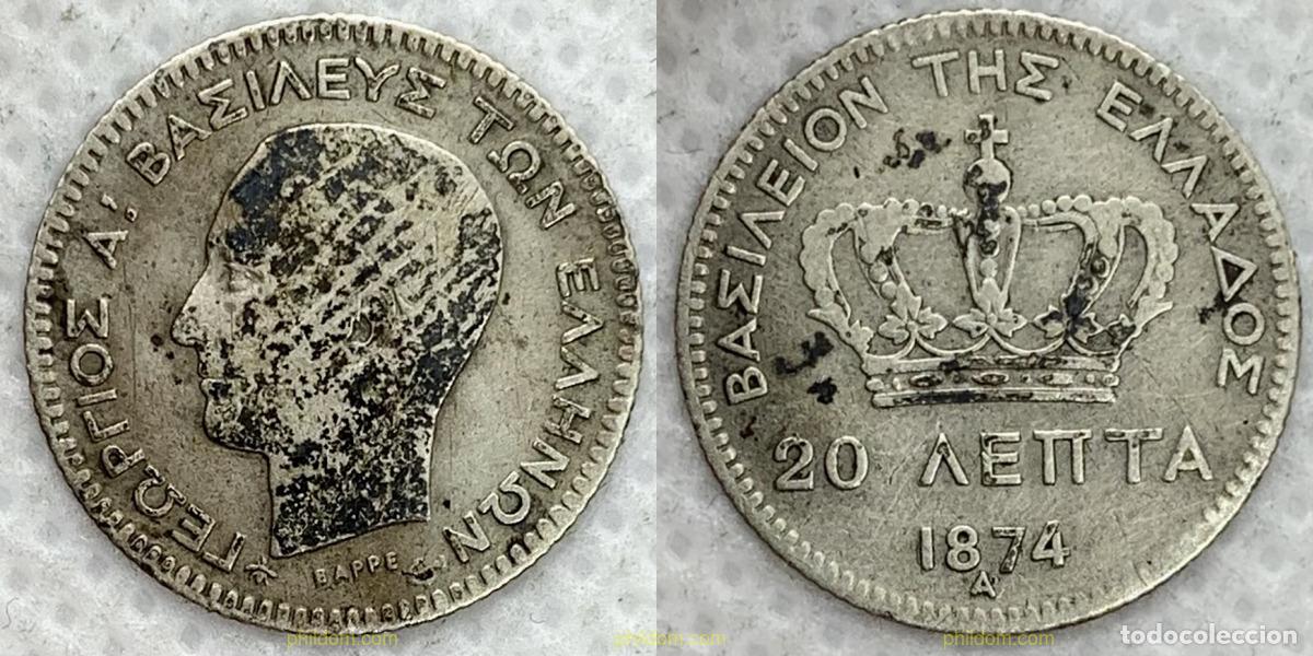 Monedas antiguas de Europa: 2598 GRECIA 1874 GREECE 20 LEPTA GEORGES I 1874 A