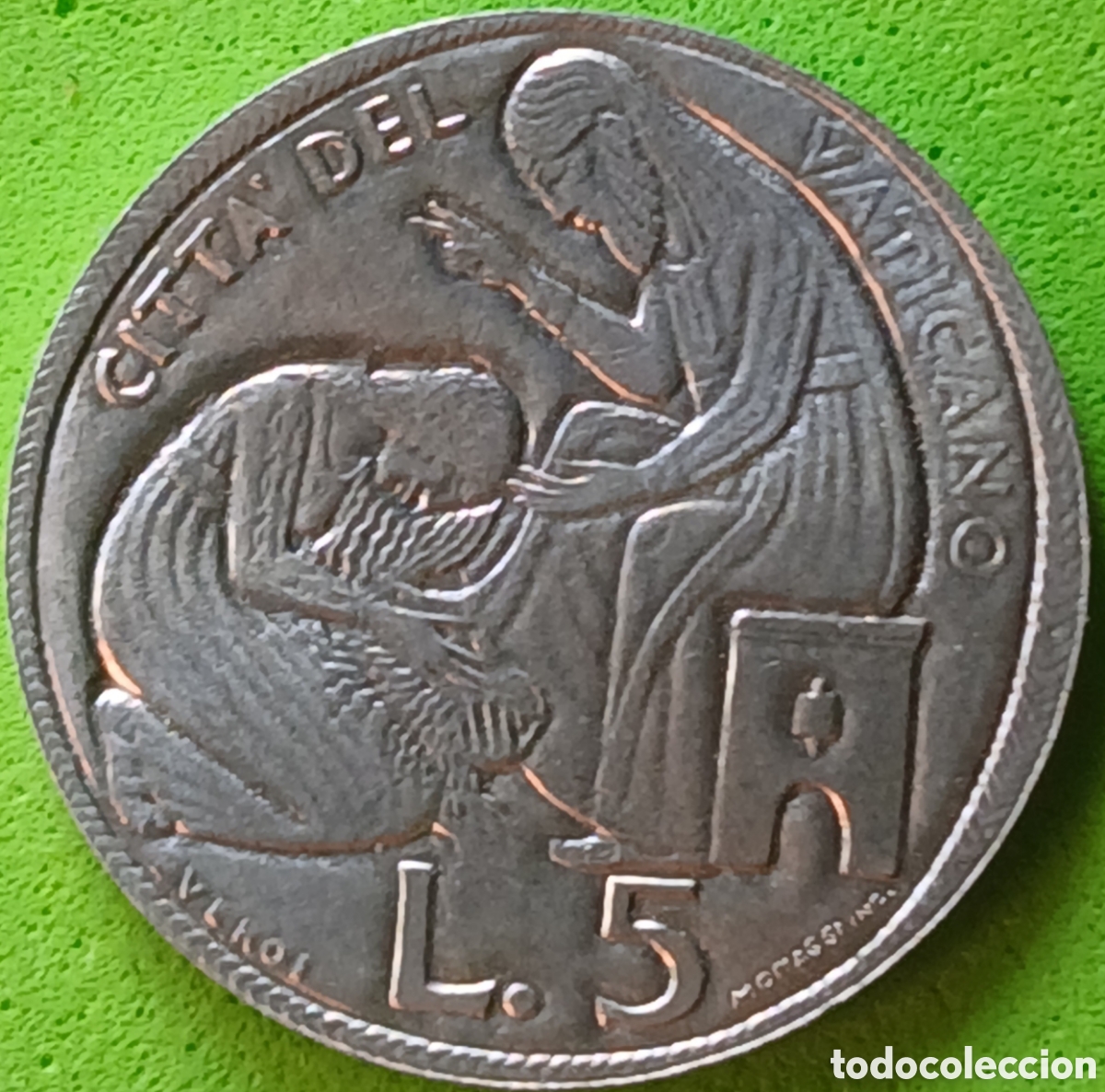 Monedas antiguas de Europa: Ciudad del Vaticano 5 liras 1975 km#126 A&ntilde;o Santo