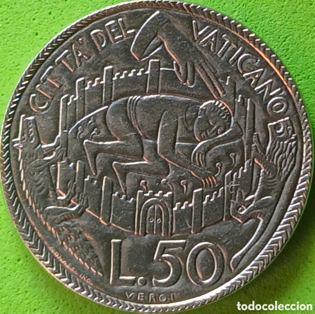 Monedas antiguas de Europa: Ciudad del Vaticano 50 liras 1975 km#129 A&ntilde;o Santo