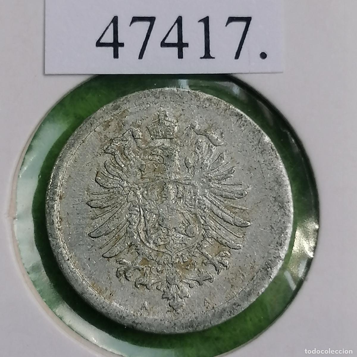 Monedas antiguas de Europa: Alemania 1 pfennig 1917 A, 2&ordm; Imperio, Segundo Reich
