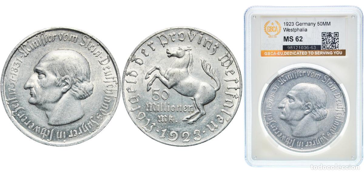 Monedas antiguas de Europa: Germany Prussian province of Westphalia Weimar Republic 1923 50 Millionen Mark - Westfalen (Freiher