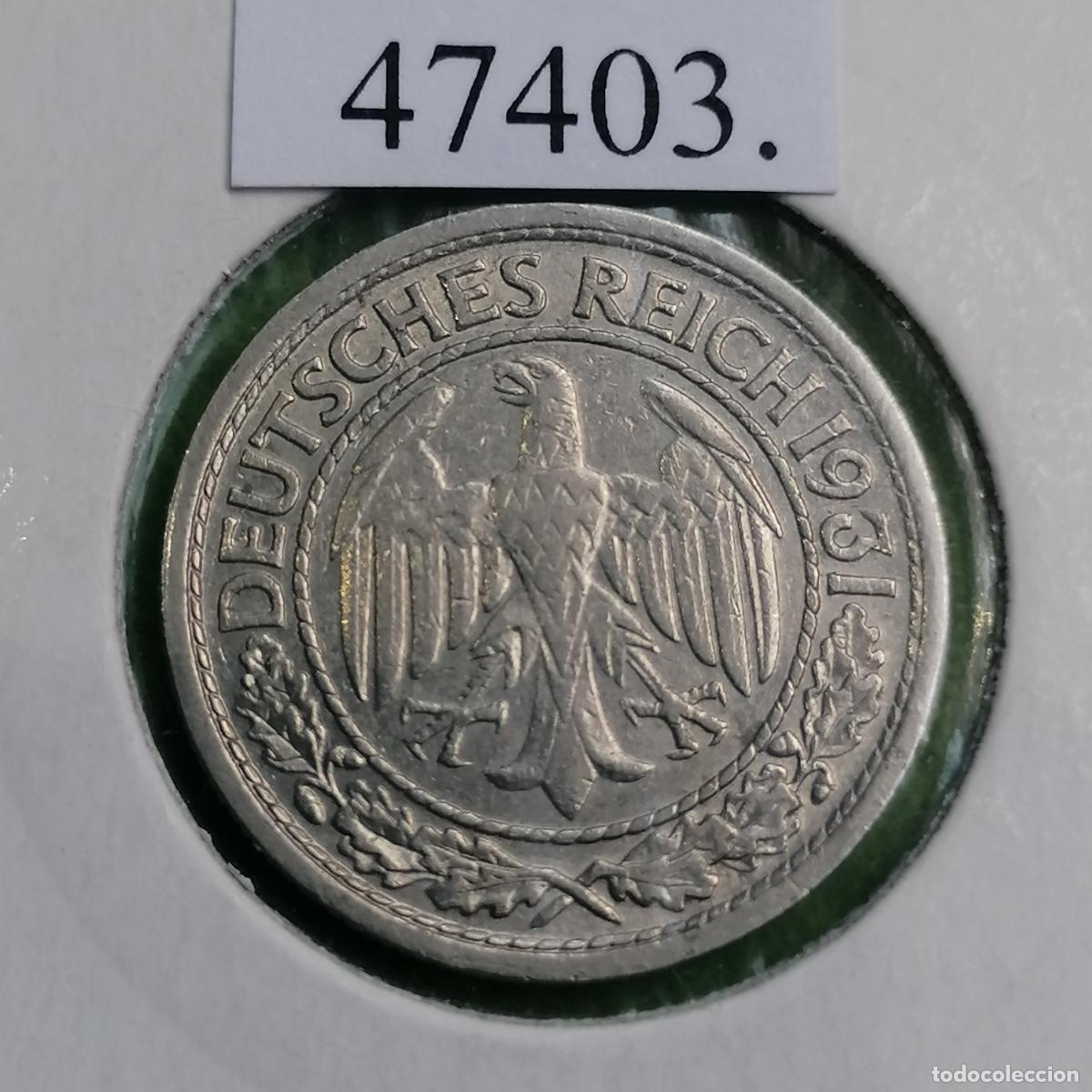 Monedas antiguas de Europa: Alemania 50 reichspfennig 1931 A