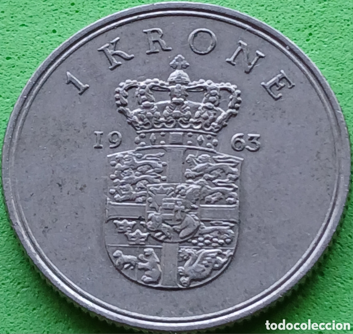 Monedas antiguas de Europa: Dinamarca 1 corona 1963 km#851
