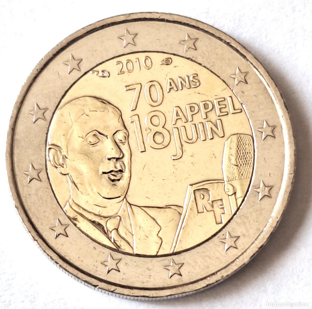 Monedas antiguas de Europa: FRANCIA - MONEDA CONMEMORATIVA DE 2 EUROS DEL A&Ntilde;O 2010 - GENERAL DE GAULLE - BIEN CONSERVADA
