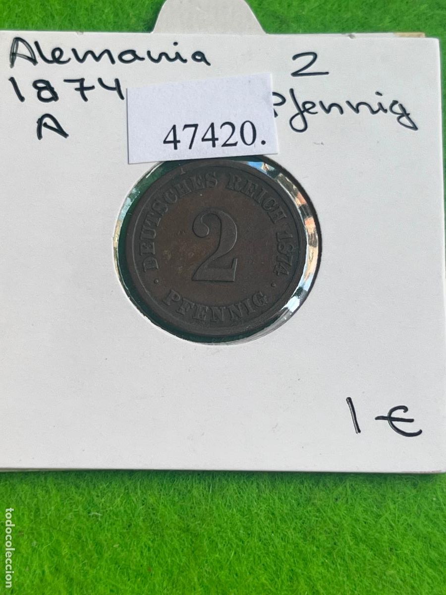 Monedas antiguas de Europa: Alemania 1 pfennig 1874 A