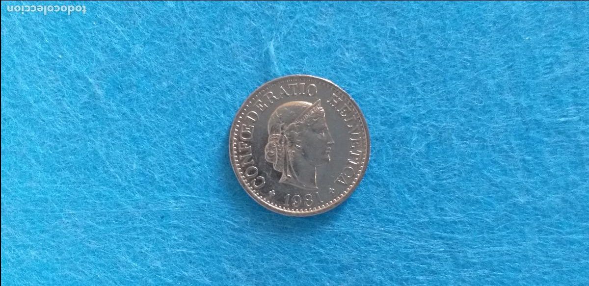 Monedas antiguas de Europa: Moneda de SUIZA. HELVETIA. 10 VEINTE CENTIMOS RAPPEN. A&ntilde;o 1981. CIRCULADA