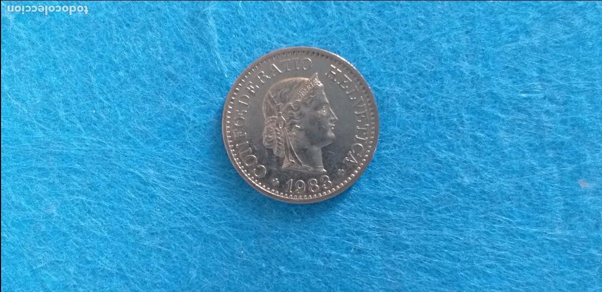 Monedas antiguas de Europa: Moneda de SUIZA. HELVETIA. 10 VEINTE CENTIMOS RAPPEN. A&ntilde;o 1988. CIRCULADA