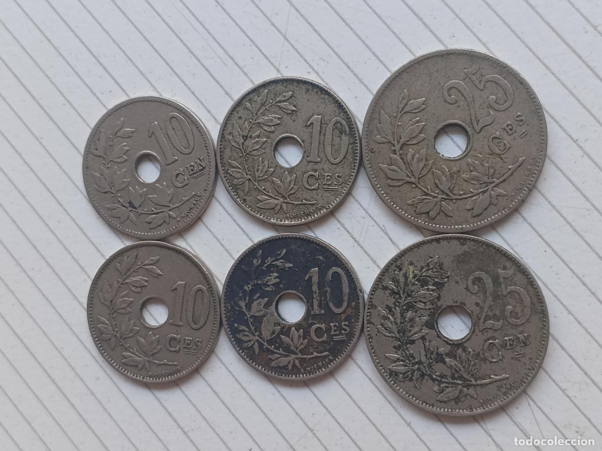 Monedas antiguas de Europa: B&eacute;lgica. 6 monedas diferentes, a&ntilde;os diferentes