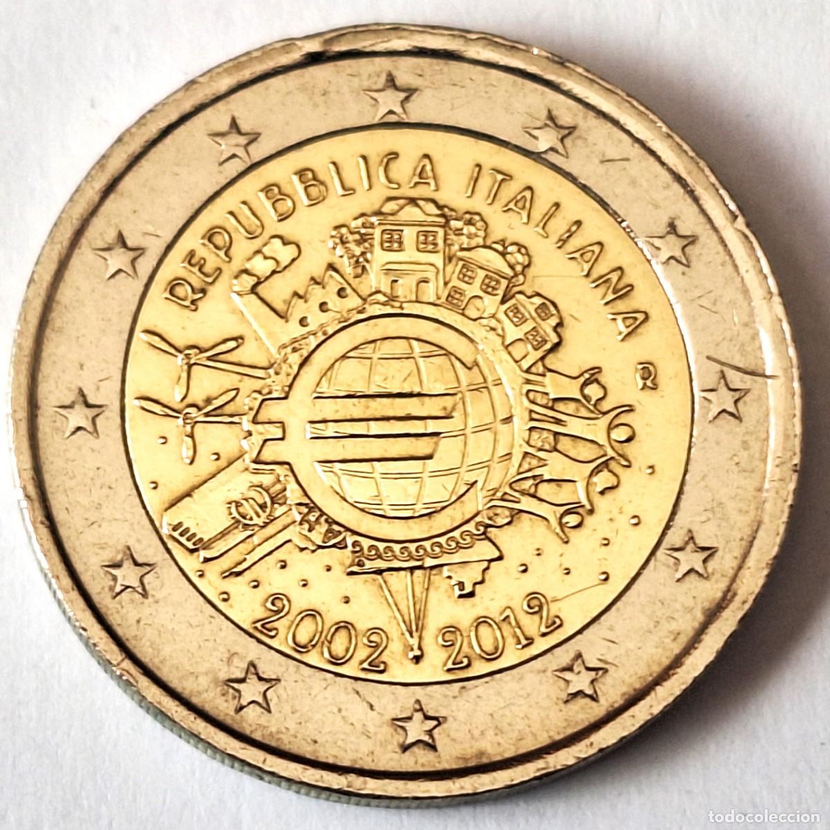 Monedas antiguas de Europa: ITALIA - MONEDA CONMEMORATIVA DE 2 EUROS DEL A&Ntilde;O 2012 - 10 A&Ntilde;OS DEL EURO - BIEN CONSERVADA