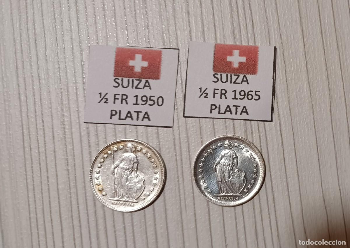 Monedas antiguas de Europa: 2 monedas 1/2 franco de plata de Suiza