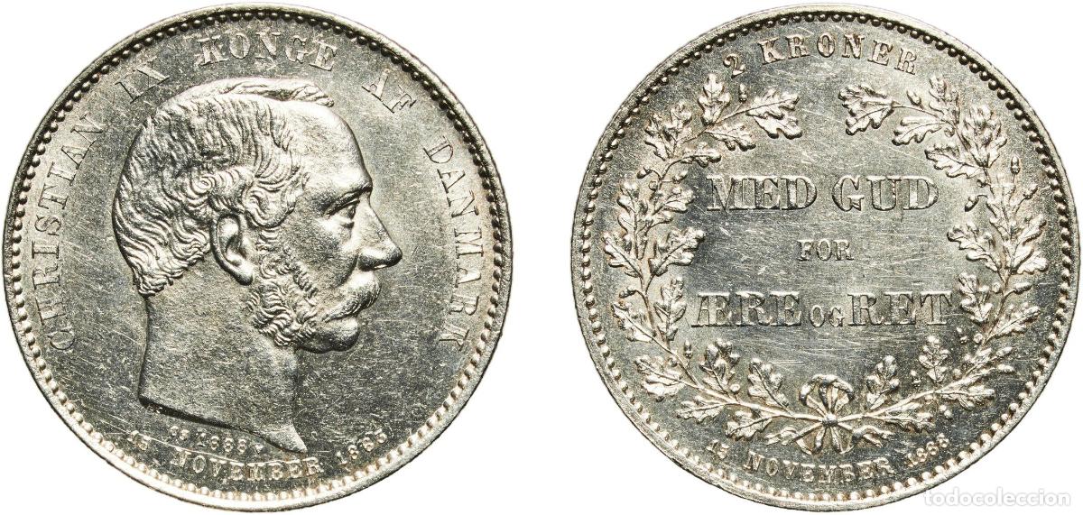 Monedas antiguas de Europa: Denmark Kingdom 1888 &hearts; 2 Kroner - Christian IX (Anniversary of Reign) Original luster Silver (.800)