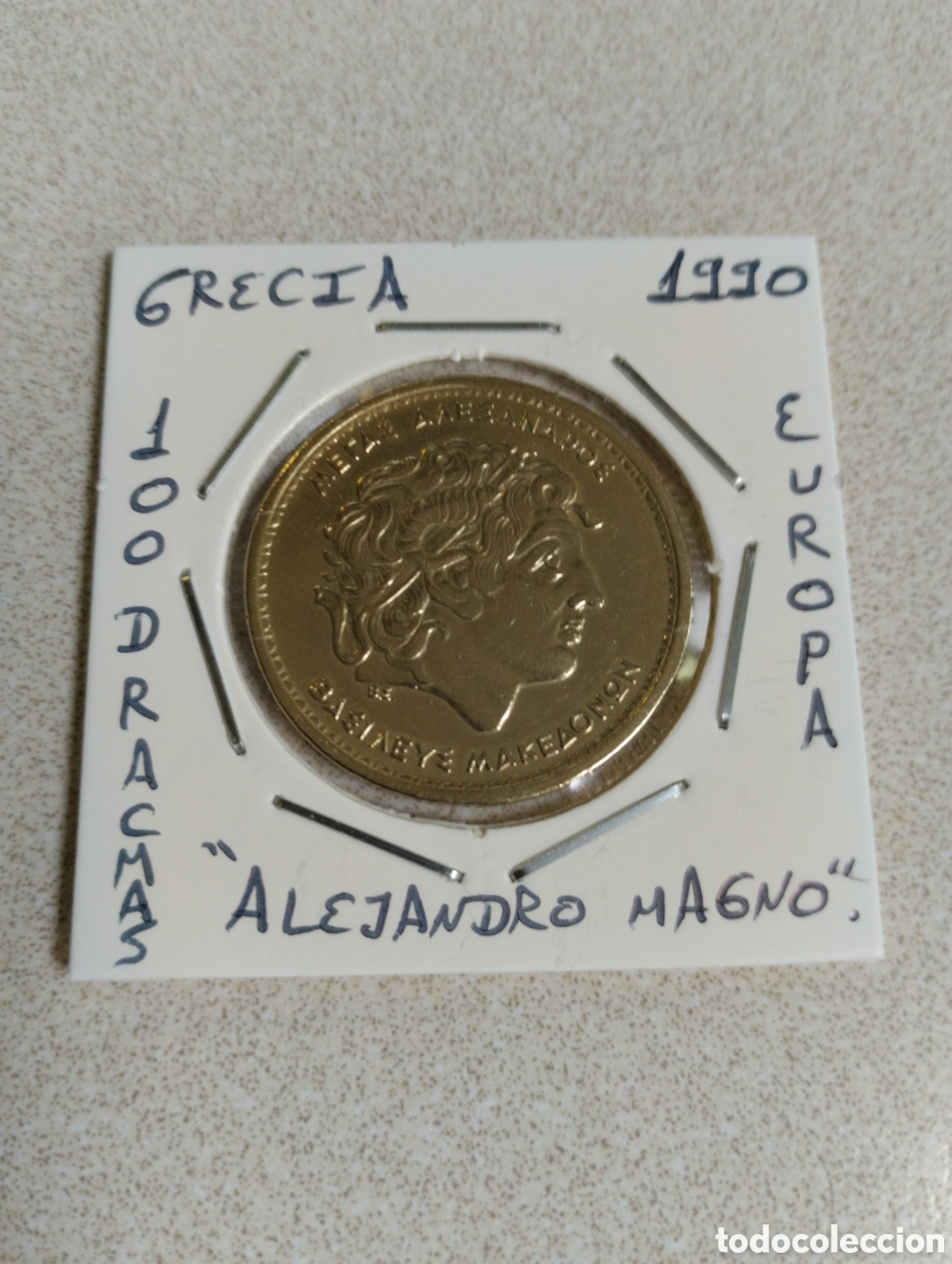 Monedas antiguas de Europa: Moneda 100 dracmas Grecia a&ntilde;o 1990 mbc encartonada