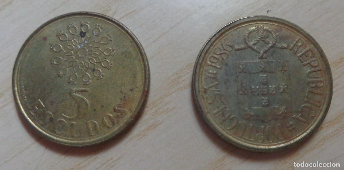 Monedas antiguas de Europa: LOTE DE 2 MONEDAS DE 5 ESCUDOS, PORTUGAL