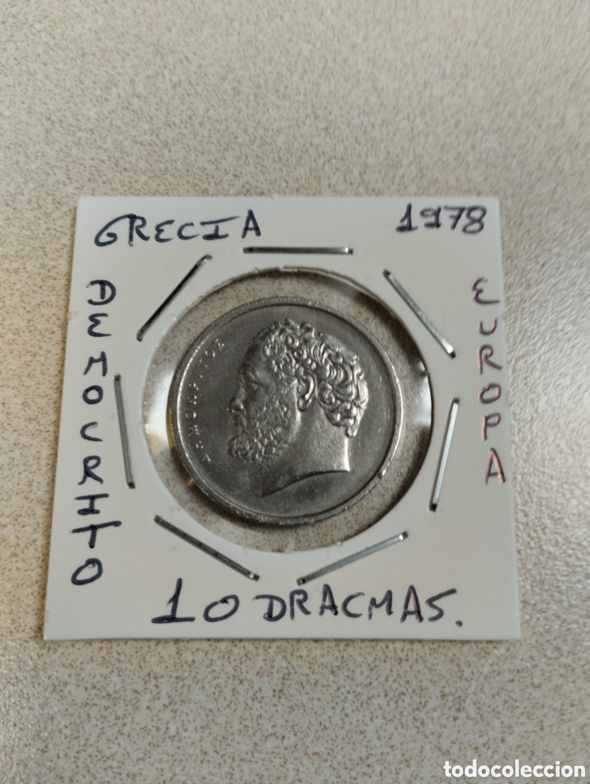 Monedas antiguas de Europa: Moneda 10 dracmas Grecia a&ntilde;o 1978 mbc encartonada