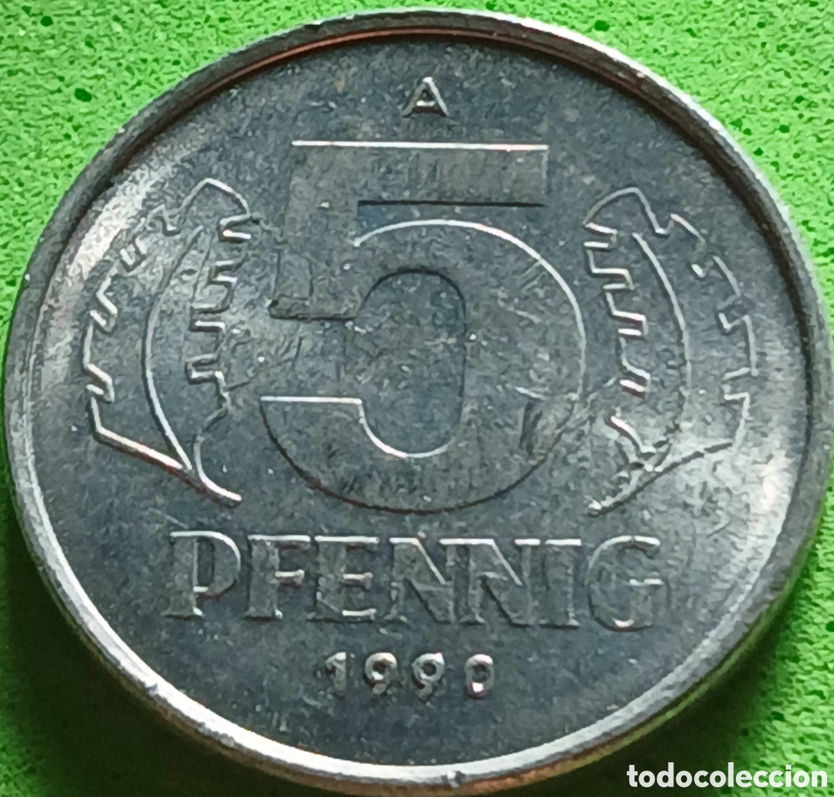 Monedas antiguas de Europa: Alemania Oriental 5 pfennig 1990 km#9.2 poco com&uacute;n