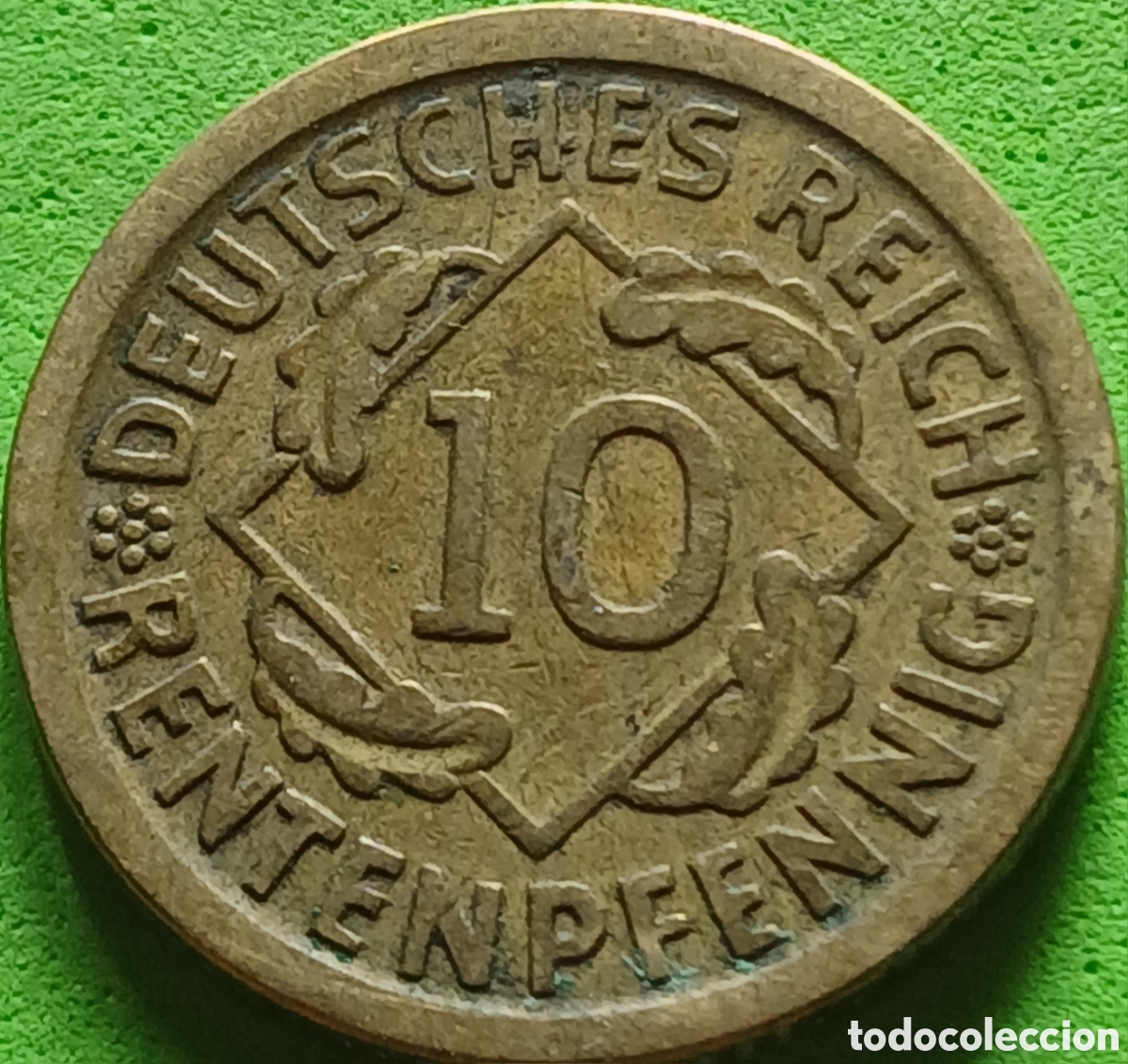 Monedas antiguas de Europa: Alemania Rep&uacute;blica de Weimar 10 rentenpfennig 1924 D km#33