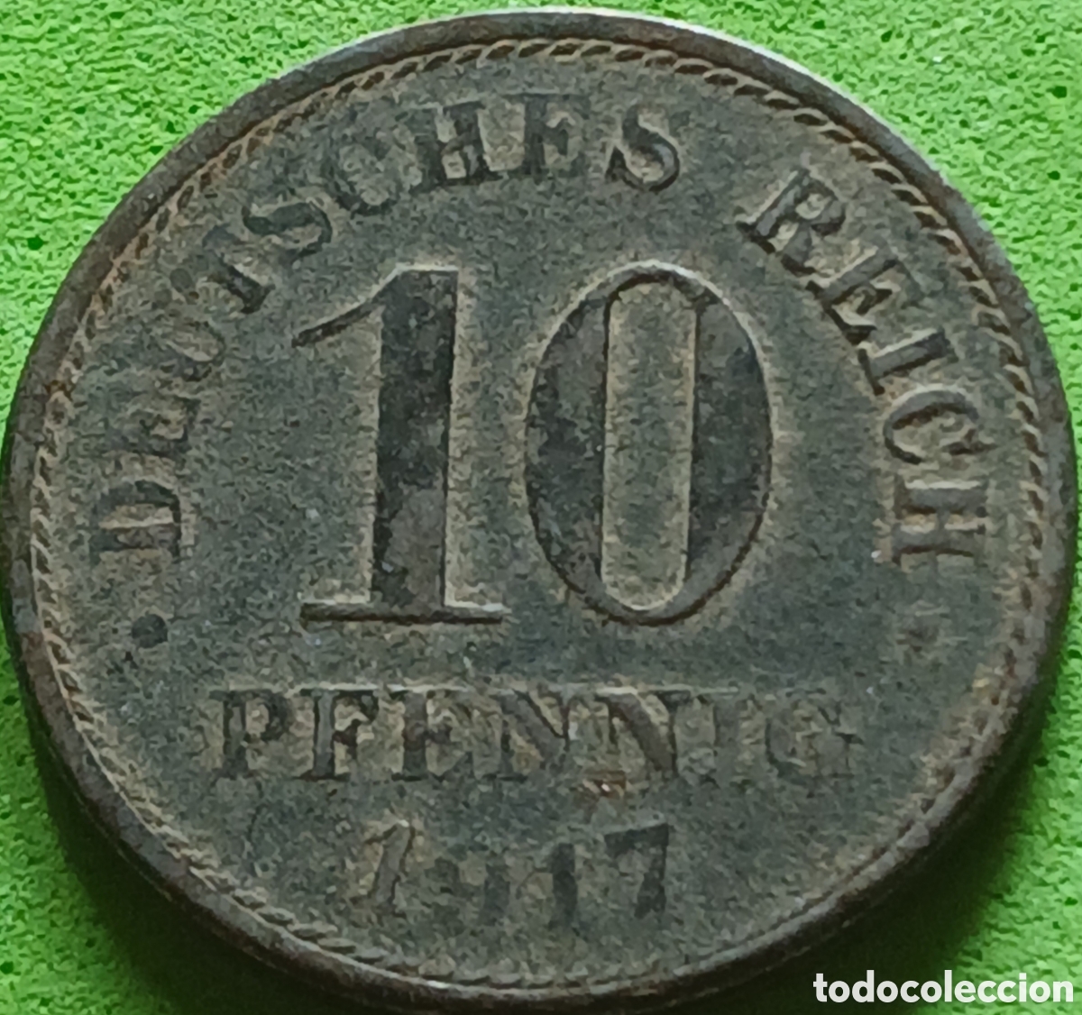 Monedas antiguas de Europa: Alemania Imperio 10 pfennig 1917 F km#20 poco com&uacute;n
