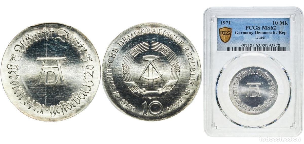 Monedas antiguas de Europa: Germany German Democratic Republic Democratic republic 1971 10 Mark (Albrecht D&uuml;rer) Silver (.625)