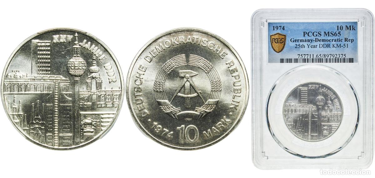 Monedas antiguas de Europa: Germany German Democratic Republic Democratic republic 1974 10 Mark (25th anniversary of the GDR) S
