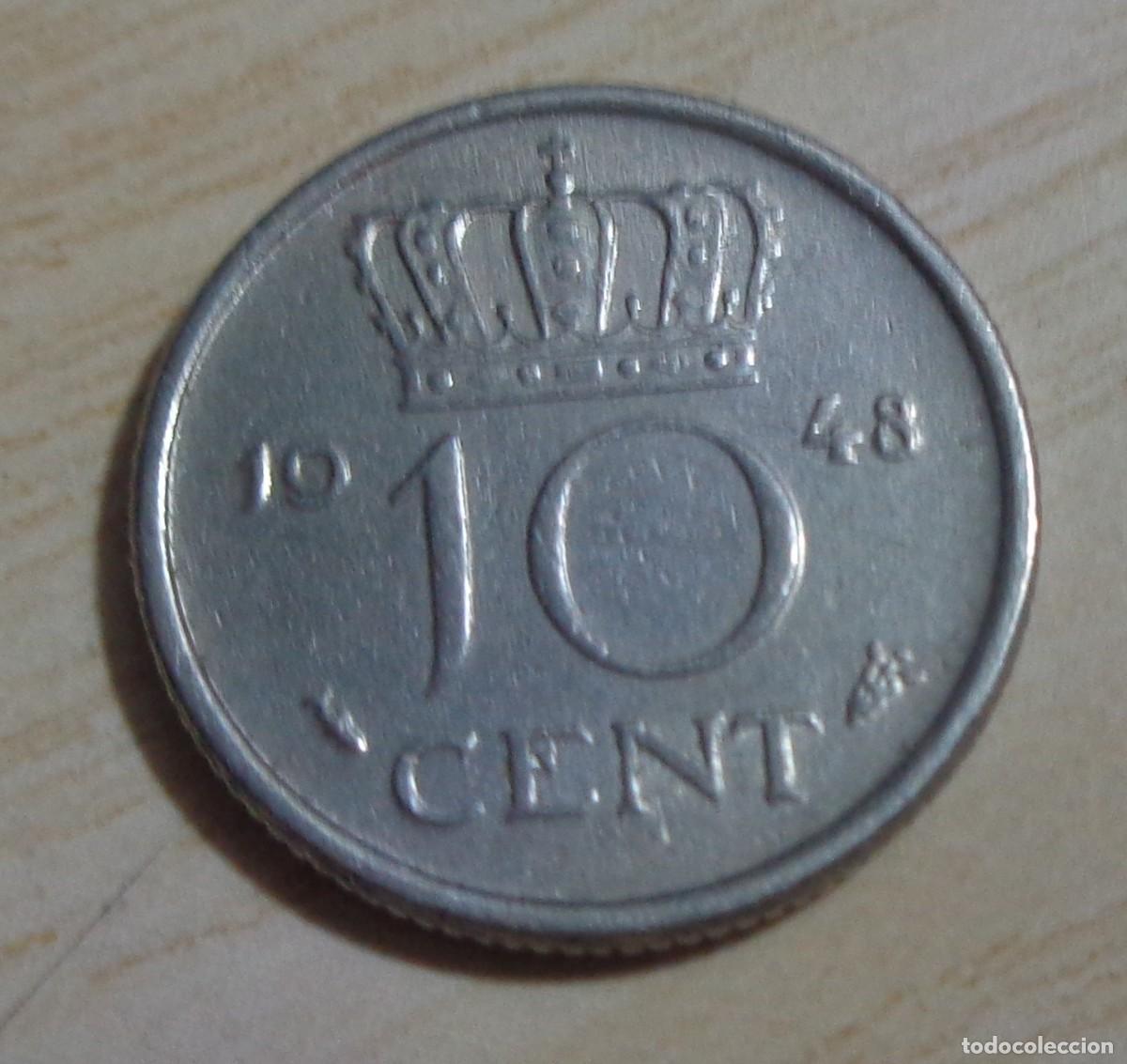 Monedas antiguas de Europa: MONEDA: 10 CENTAVOS, HOLANDA 1948 - Foto 2