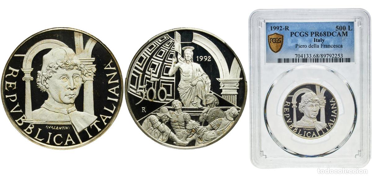 Monedas antiguas de Europa: Italy Republic 1992 R 500 Lire (Piero della Francesca) Silver (.835) Rome Mint (9500) 11g PCGS PR 6